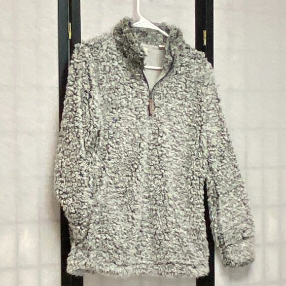 Weatherproof Vintage Quarter Zip Mock Neck Pull Over Sherpa Sweater Marled Grey - Picture 3 of 12